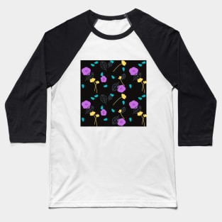 Floral yellow and violet pattern Baseball T-Shirt